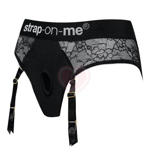 Кружевной пояс для страпона с подвязками Strap-On-Me Harness Lingerie Diva чёрный фото 2