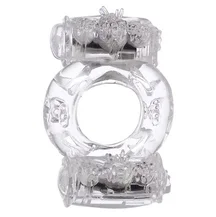 Эрекционное виброкольцо Toyfa с двойной вибрацией прозрачное