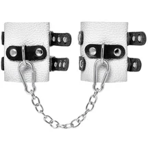 Наручники с двумя ремнями и люверсами Pecado BDSM белые с черным