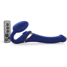 Безремневой страпон с вакуумной стимуляцией и пультом Strap-on-me Multi Orgasm S синий