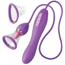 Вибратор с вакуумной помпой и язычком Ultimate Pleasure Max