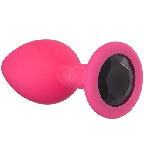 Маленькая анальная пробка Emotions Cutie Small розовая с черным кристаллом фото 1