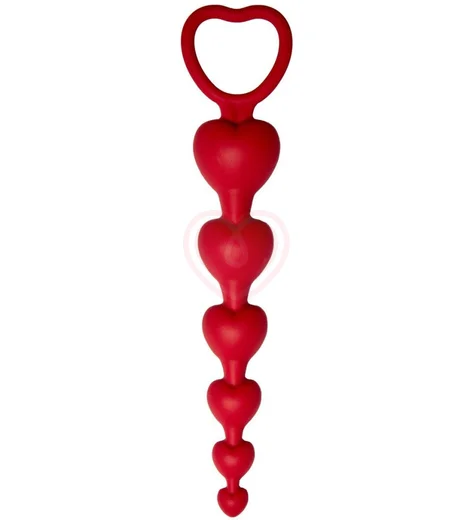 Анальная цепочка Love Beam Le Frivole с бусинами-сердечками вишнёвого цвета фото 1
