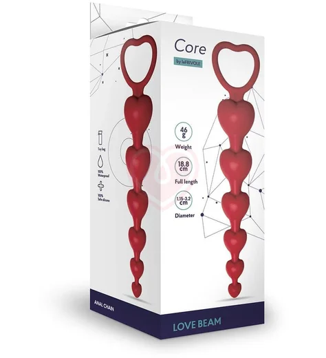 Анальная цепочка Love Beam Le Frivole с бусинами-сердечками вишнёвого цвета фото 2