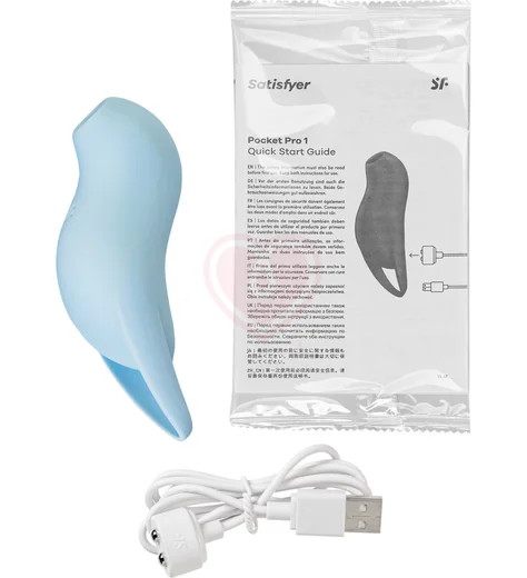 Вакуумый вибростимулятор клитора Satisfyer Pocket Pro 1 голубой фото 10