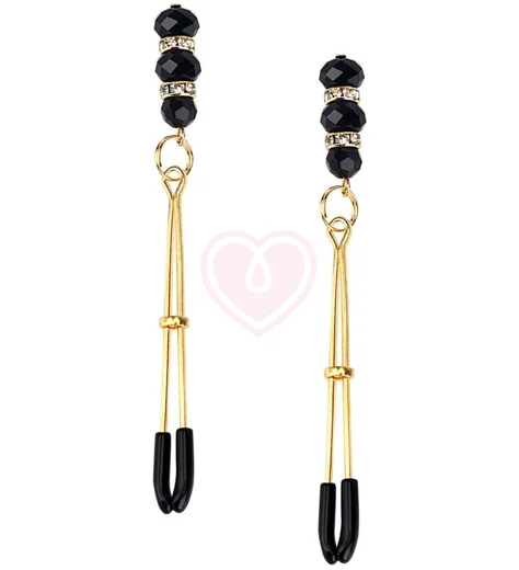 Зажимы на соски с бусинами и стразами Kanikule чёрные фото 1