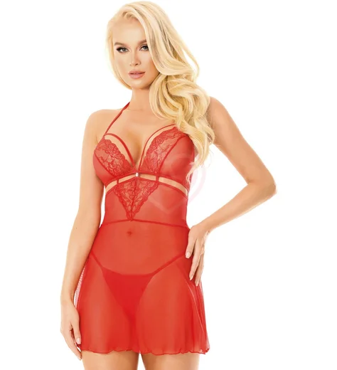 Сорочка SoftLine Melania со стрингами красная фото 1