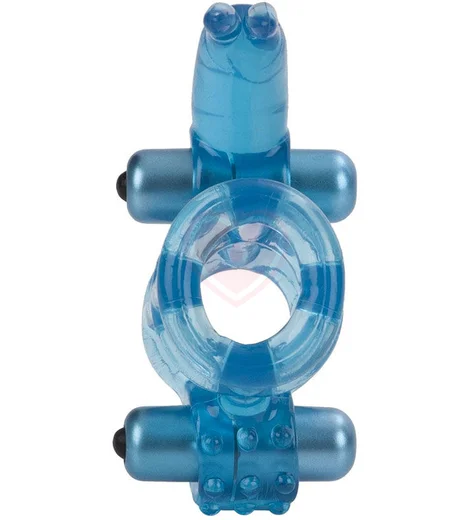 Вибронасадка сквозная Basic Essentials Double Trouble Vibrating Support System голубая фото 3