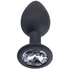 Анальная силиконовая минипробка LolaGames S чёрная с прозрачным кристаллом фото 2