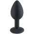 Анальная силиконовая минипробка LolaGames S чёрная с прозрачным кристаллом фото 3