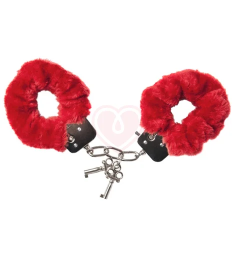 Наручники с мехом ToyFa Theatre Fur красные фото 1