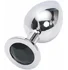 Подарочная большая анальная пробка Jewelry Butt Plug Silver Black серебряная с чёрным агатом фото 1