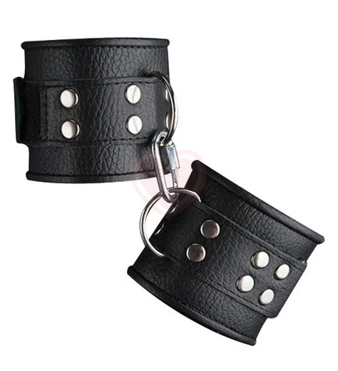 Наручники кожаные на 1 липучке Sitabella чёрные фото 1
