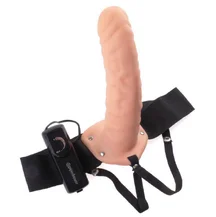 Реалистичный фаллопротез с вибрацией Pipedream Vibrating Hollow Strap-on 20 см телесный