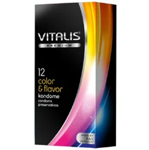 Разноцветные ароматизированные презервативы Vitalis Premium Color & Flavor 12 шт