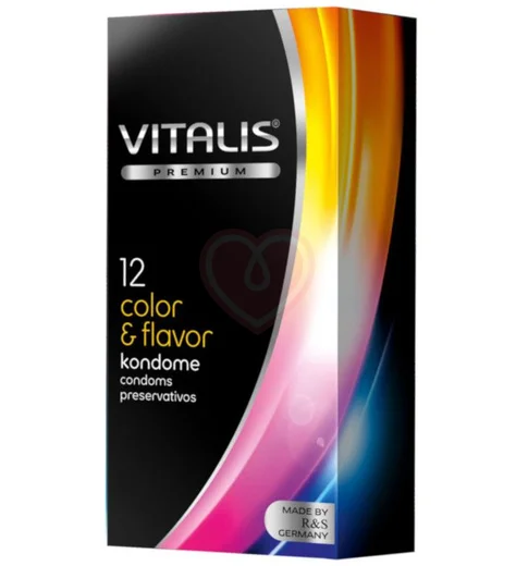 Разноцветные ароматизированные презервативы Vitalis Premium Color & Flavor 12 шт фото 1