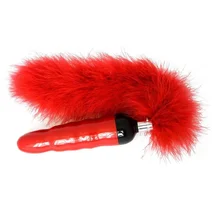 Дизайнерский вибратор с пушистым хвостиком Shiri Zinn Minx красный