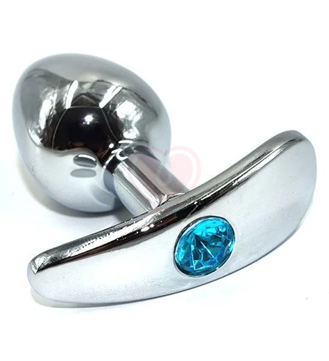 Анальная пробка для ношения Small с голубым кристаллом фото 1