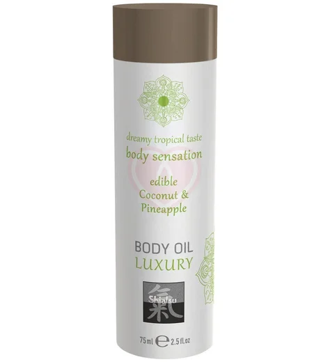 Съедобное масло для тела Shiatsu Body Oil Luxury Кокос и ананас 75 мл фото 1