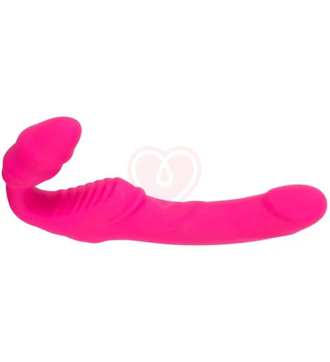 Безремневой страпон с вибрацией розовый фото 1