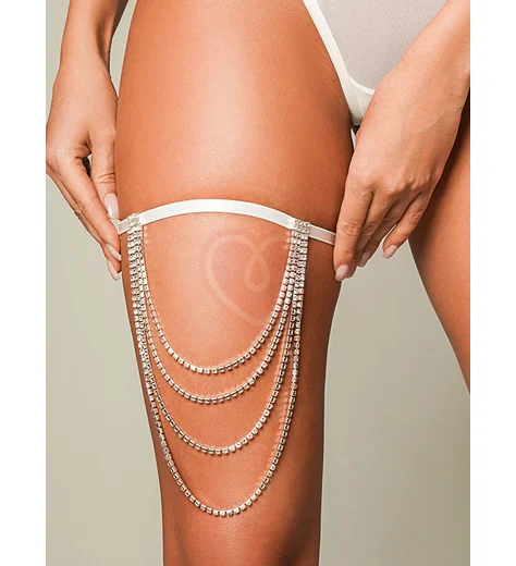 Подвязка Amor El с цепочкой в кристаллах белая фото 1