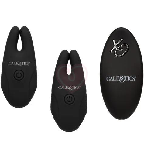 Зажимы для сосков с вибрацией и пультом Remote Nipple Clamps черные фото 1