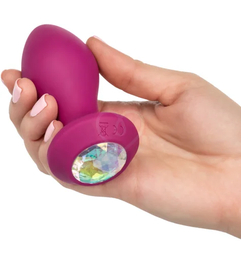 Анальная пробка с кристаллом и вибрацией Power Gem Vibrating Crystal Probe розовая фото 6