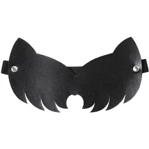 Закрытая кожаная маска с кошачьими ушками Pecado BDSM черная