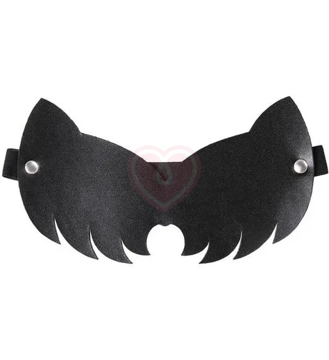 Закрытая кожаная маска с кошачьими ушками Pecado BDSM черная фото 1