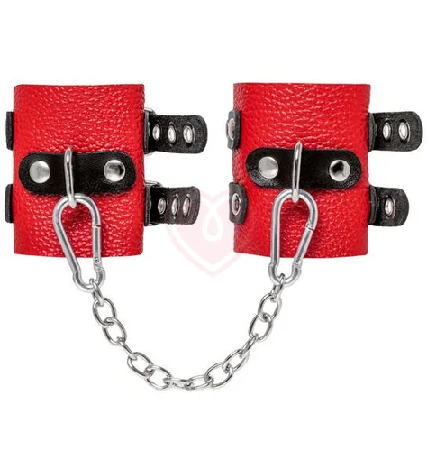 Мягкие наручники с люверсами Pecado BDSM красно-черные фото 1
