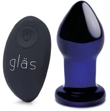 Стеклянная анальная вибропробка с пультом Glas Remote Plug синяя
