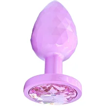 Текстурная алюминиевая анальная пробка Kanikule Large с кристаллом розовая