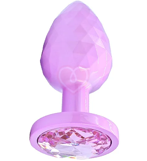 Текстурная алюминиевая анальная пробка Kanikule Large с кристаллом розовая фото 1