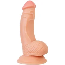 Реалистичный фаллоимитатор на присоске с мошонкой RealStick Nude Rolo телесный