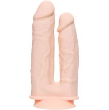 Вибратор для двойного проникновения на присоске RealStick Silicone Jason M телесный