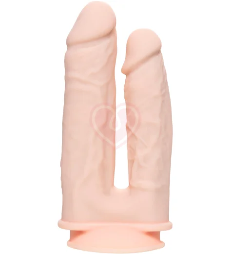 Вибратор для двойного проникновения на присоске RealStick Silicone Jason M телесный фото 1