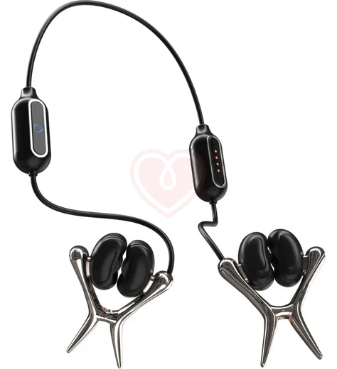 Интерактивные виброзажимы на соски с дистанционным управлением Tingon N1 чёрные фото 1