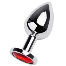 Анальная пробка с красным кристаллом ToyFa Metal