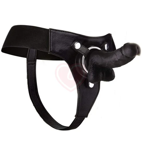 Страпон с реалистичной насадкой Ouch! Realistic Strap-On 18 см чёрный фото 1