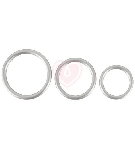Набор из 3 эрекционных колец Metallic Silicone Cock Ring Set фото 1