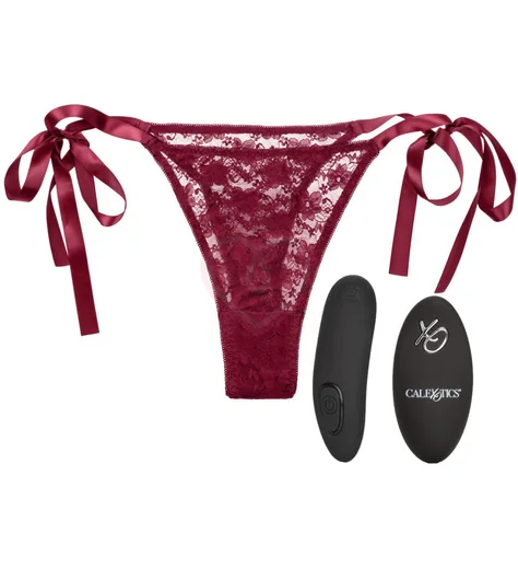 Вибратор для клитора с пультом Lace Thong Set One size бордовый фото 1