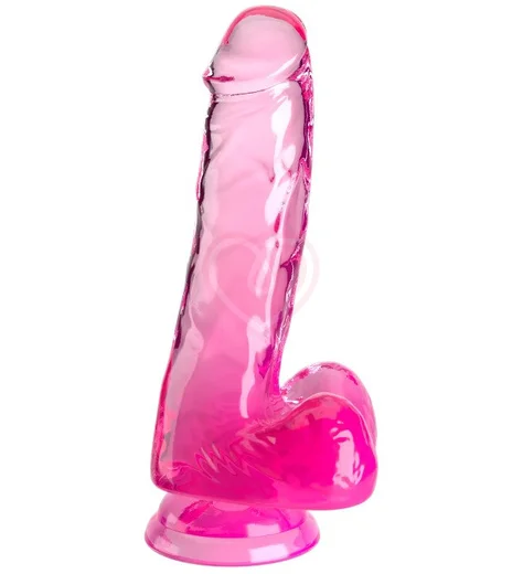 Гелевый фаллоимитатор с мошонкой King Cock Clear 13 см розовый фото 1