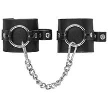 Наручники из толстой кожи с люверсами Pecado BDSM черные