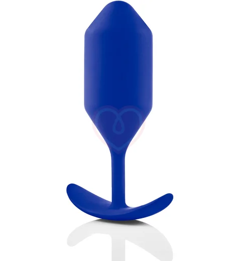 Утяжелённая анальная пробка для ношения b-Vibe Snug Plug 4 большая синяя фото 2
