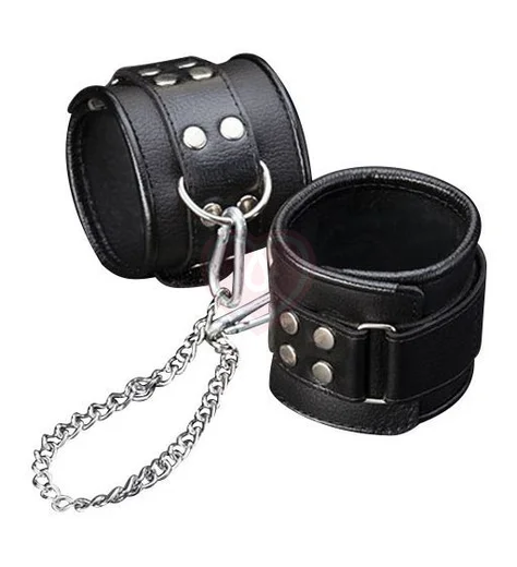 Оковы кожаные на липучке Sitabella чёрные фото 1