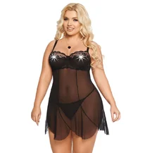 Воздушная сорочка и стринги SoftLine Carla чёрные