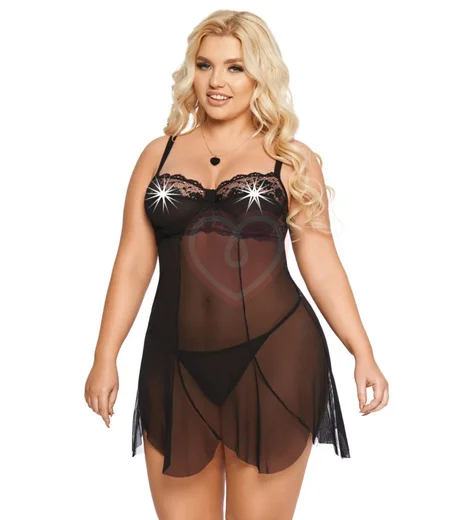 Воздушная сорочка и стринги SoftLine Carla чёрные фото 1