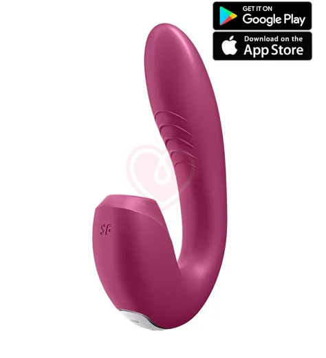 Гибкий вибратор с вакуумным стимулятором и приложением Satisfyer Sunray бордовый фото 1