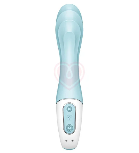 Расширяемый вибратор Satisfyer Air Pump Vibrator 5 с приложением голубой фото 3