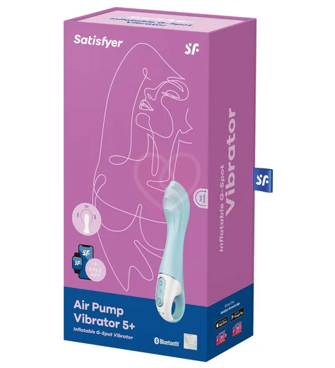 Расширяемый вибратор Satisfyer Air Pump Vibrator 5 с приложением голубой фото 6